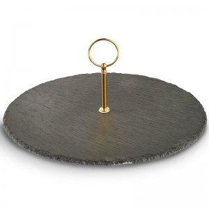 VonShef Round 100% Natural Slate Cheese Board with Handle VNSH1299